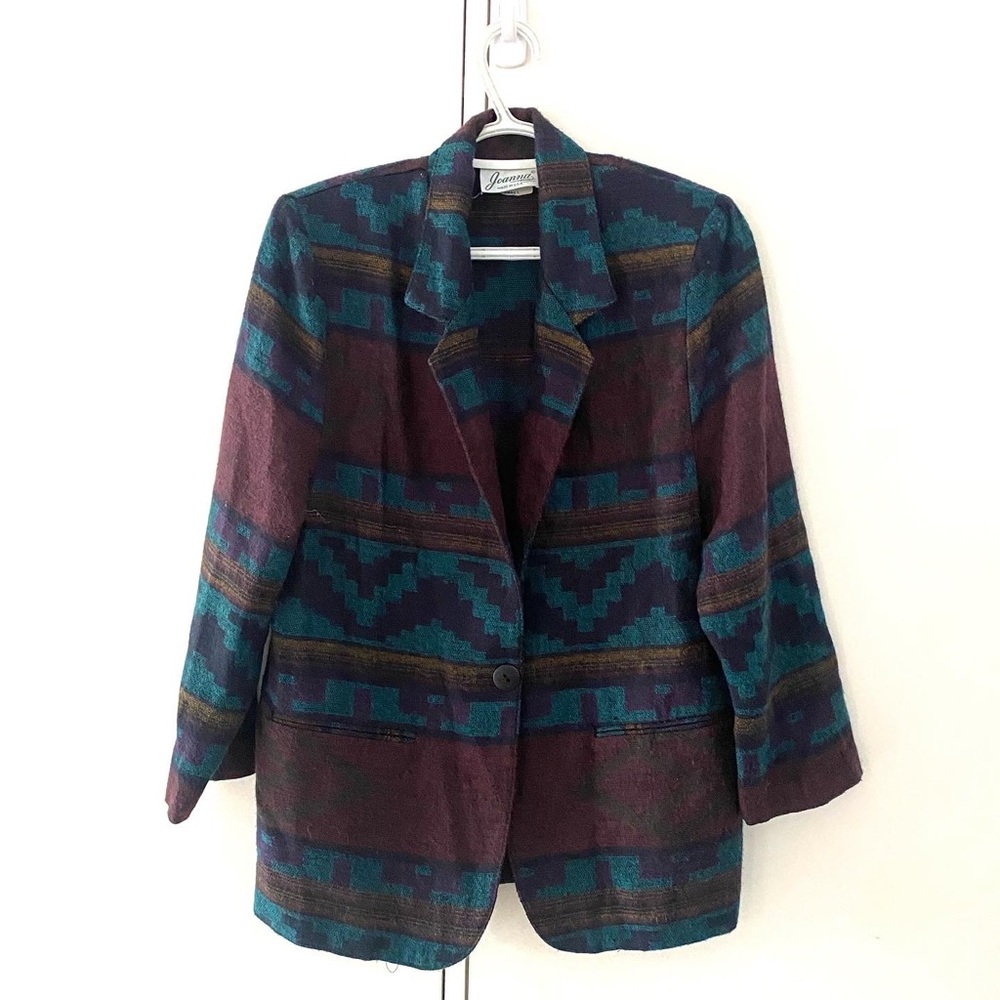 Vintage 80s Navajo printed super soft acrylic blazer Medium